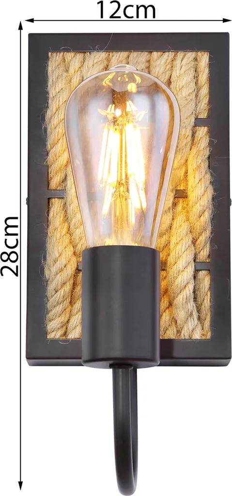 Globo Applique Parete Design Vintage Nero Opaco E27 - Luxury Touch - 3