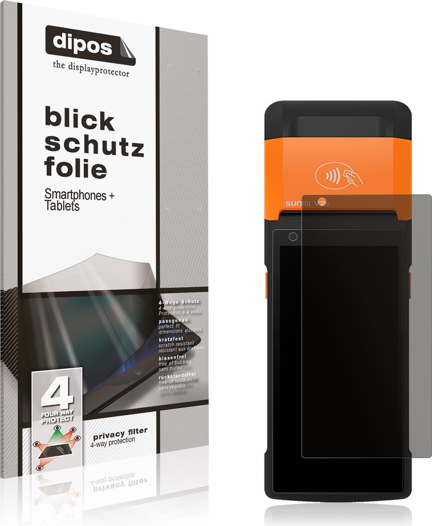 Blickschutzfolie für sunmi V2s matt Schutzfolie Folie Display Schutz dipos