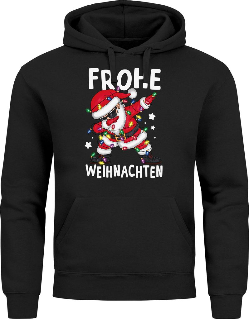 Hoodie Herren Frohe Weihnachten Dabbing Santa Aufdruck Kapuzen-Pullover Weihnachtspullover Männer Moonworks