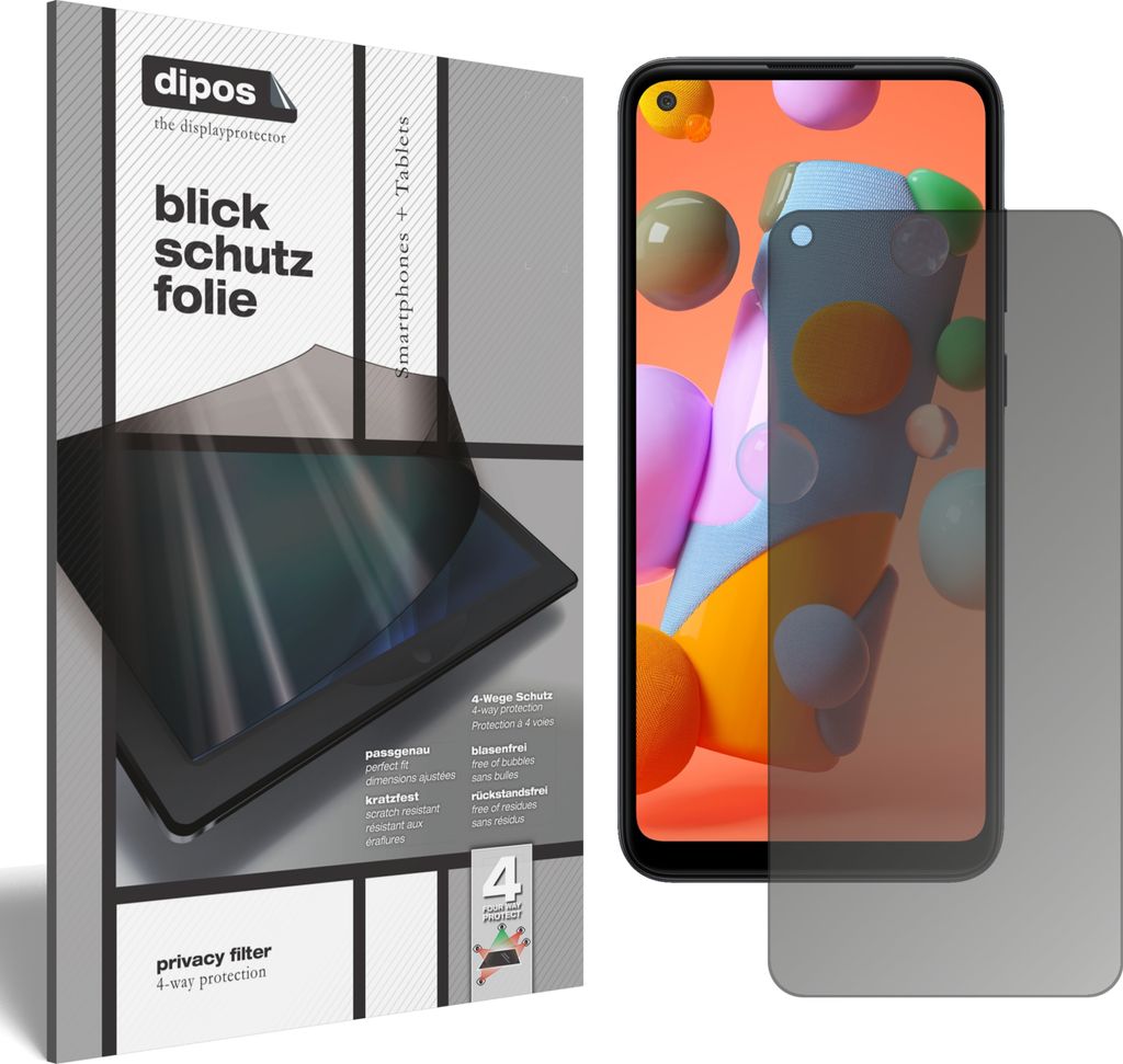 Blickschutzfolie für Samsung Galaxy A11 matt Schutzfolie Folie Display Schutz dipos