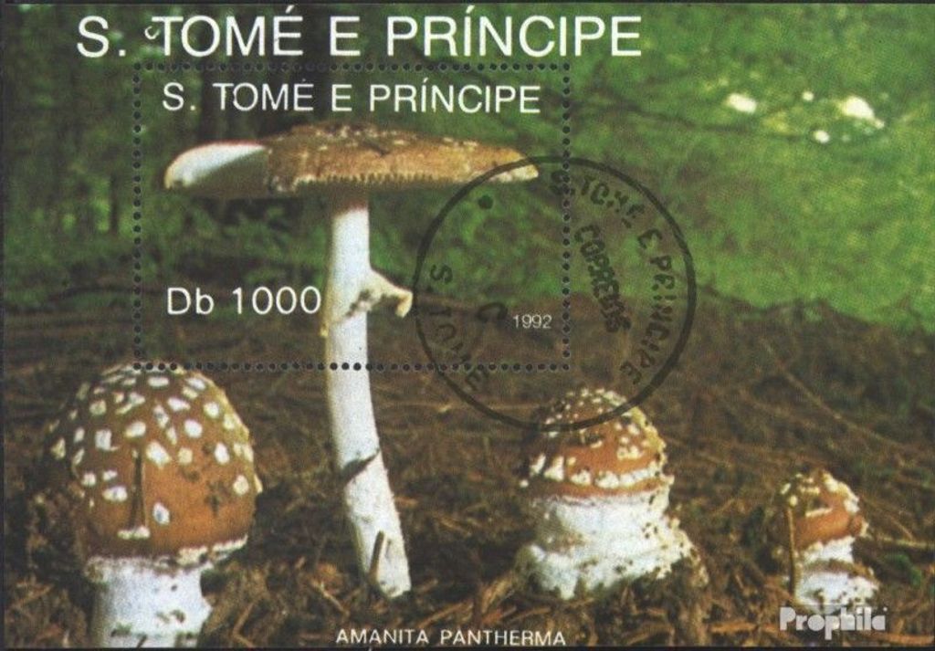 Briefmarken Sao Tome e Principe 1992 Mi Block283 (kompl.Ausg.) gestempelt Pilze