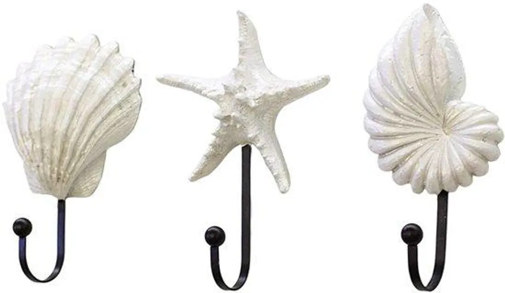 Décoration maritime : 3 crochets muraux coquillage pour vos serviettes