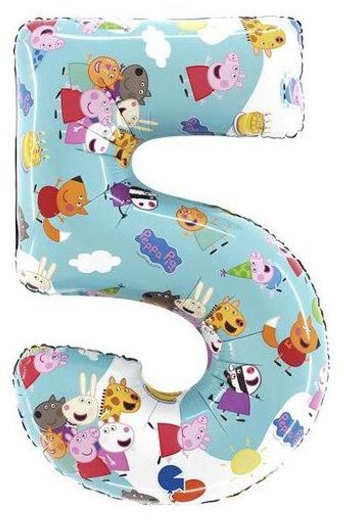 Balon Foliowy Cyfra 5, Świnka Peppa, 66 cm Grabo Zdjęcie produktu 