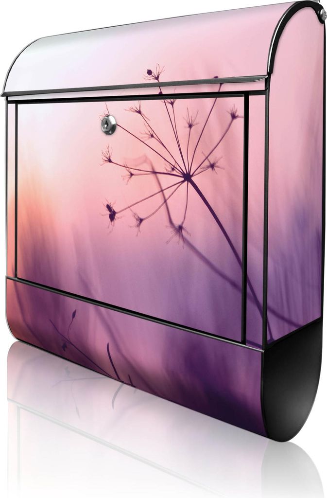 banjado Design Briefkasten Stahl schwarz mit Zeitungsfach pulverbeschichtet "Sommergras" 38x46x12,5cm & 2 Schlüssel - Postkasten A4 Einwurf inkl. ...