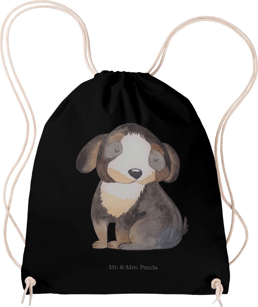 Mr. & Mrs. Panda Stoffbeutel Hund Entspannen - Schwarz - Geschenk, Hundeliebe, gym tasche, Sportbeutel, wander rucksack, Jutebeutel, Sprüche, Lieb...