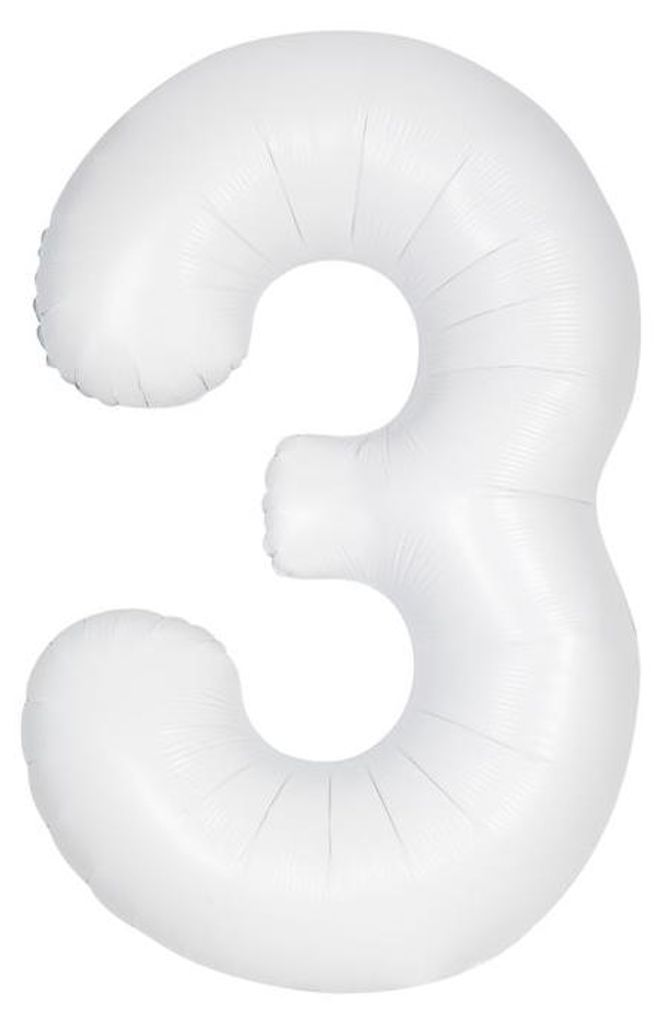 Unique Folienballon Zahl 3 weiß XL 86 cm Produktbild 