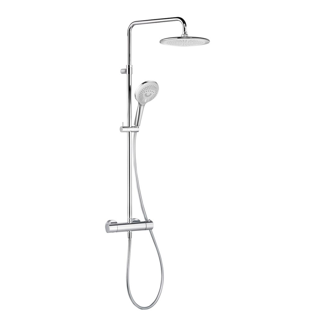 KLUDI FRESHLINE Thermostat Dual Shower System, höhenverstellbare und schwenkbare Kopfbrause, 8 l/min, chrom, 6709205-00WR9