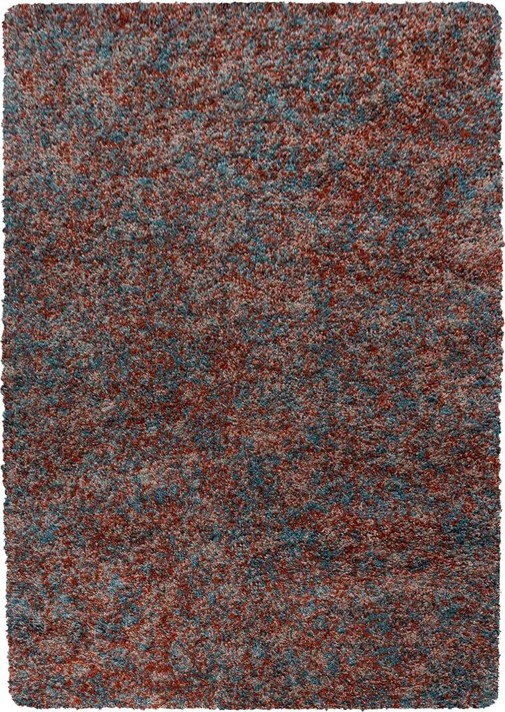 Tapis de salon shaggy terracotta 80x150 cm effet chiné et base jute
