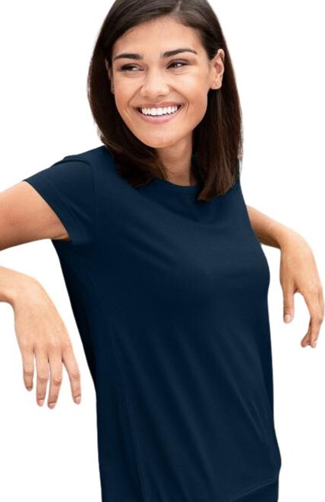 Lose sitzendes Damen-T-Shirt, 100% Baumwolle, unbedruckt, einfarbig, 150g/m2, Farbe dunkelblau, Größe 2XL