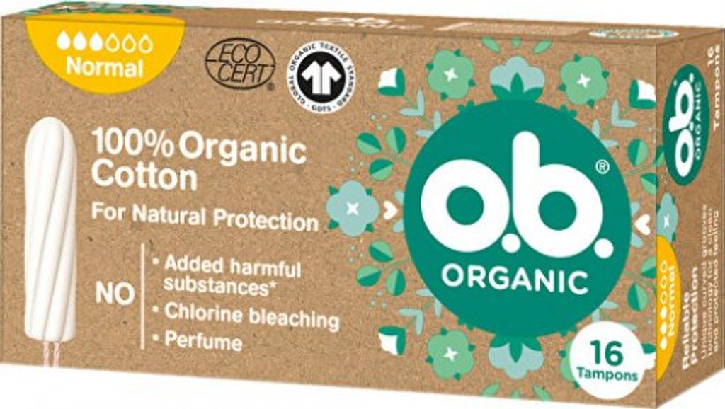 O.B.Organic Tampons Normal - 100% Coton 1op.16pcs Image du produit 