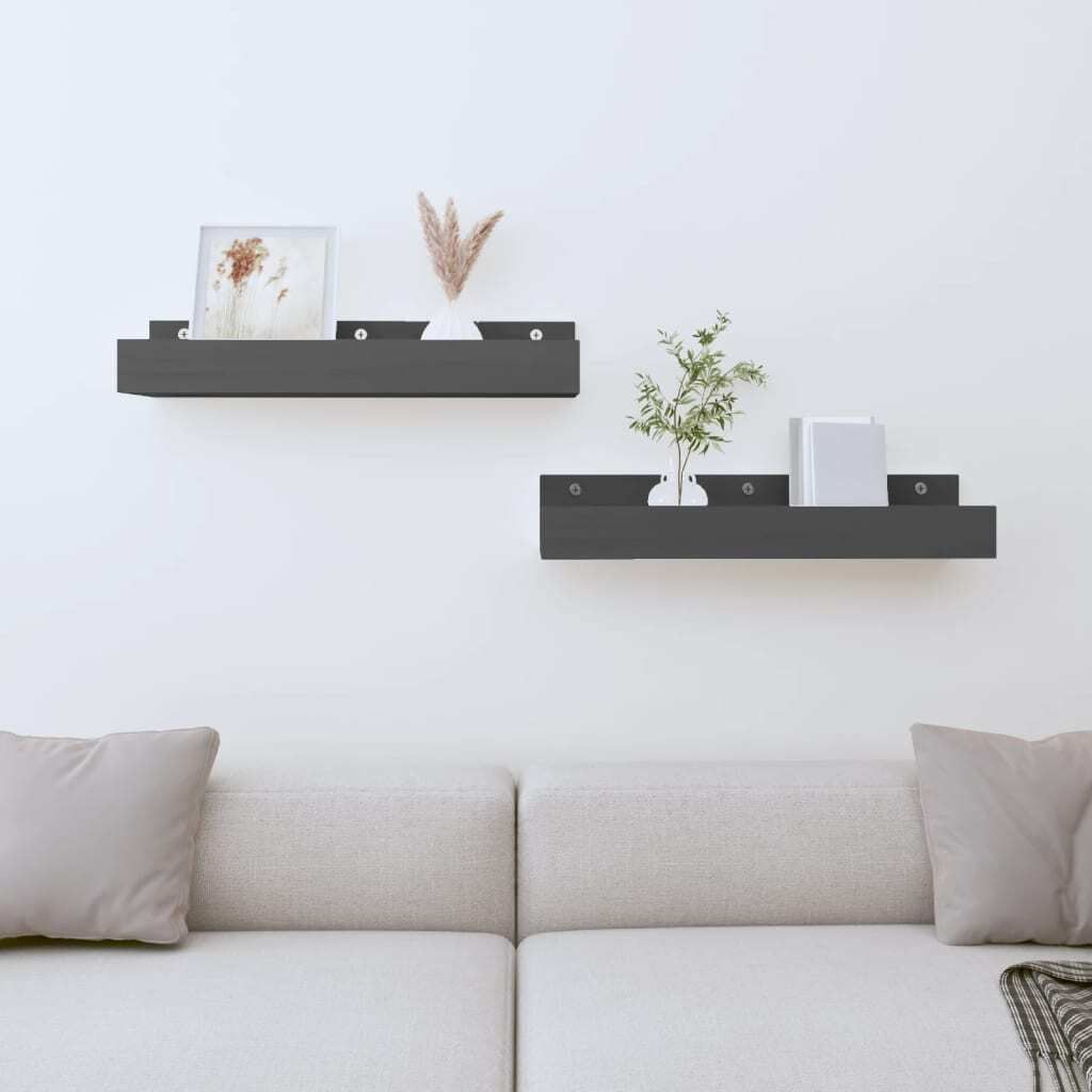 Maison Exclusive - Wandregale 2 Stk. Grau 50x12x9 cm Massivholz Kiefer