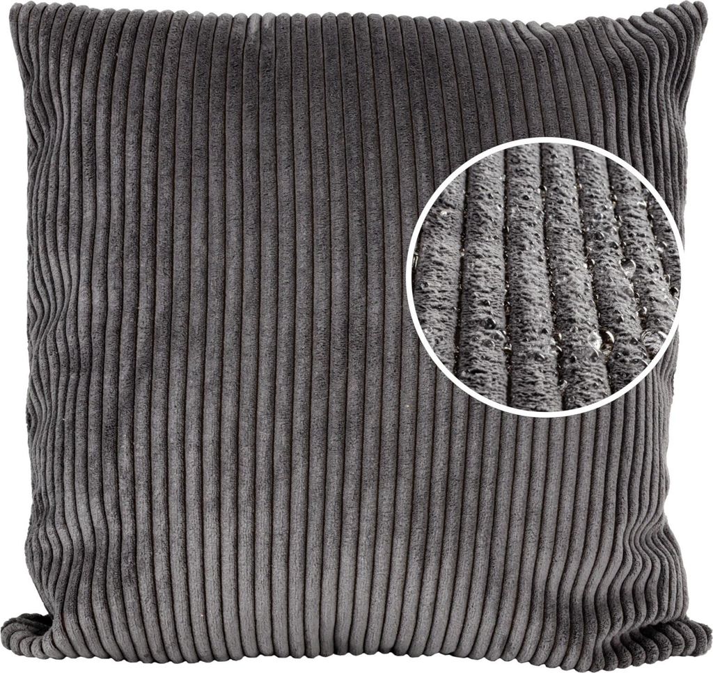 Dekokissen 50x50cm Kissenhülle mit Reißverschluss Sofakissen ohne Füllung Einfarbig Cordsamt Anthrazit
