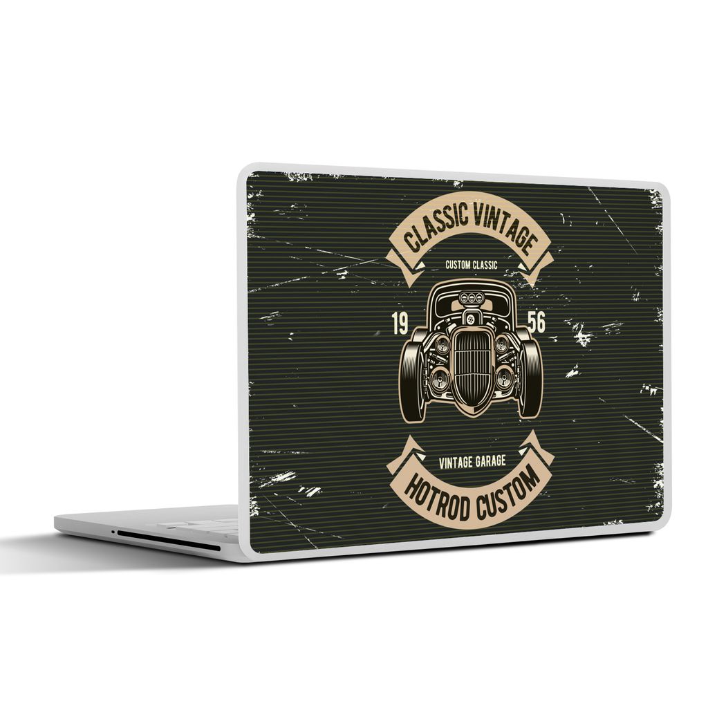 MuchoWow Laptop Aufkleber Sticker Cover Oldtimer - Zeichnung 31x22.5 cm - Laptop-Deko