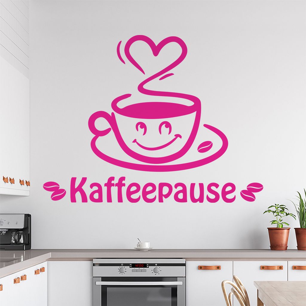 Love Kaffeepause Wandtattoo in 6 Größen - Wandaufkleber Wall Sticker - Dekoration, Küche, Wohnzimmer, Schlafzimmer, Badezimmer