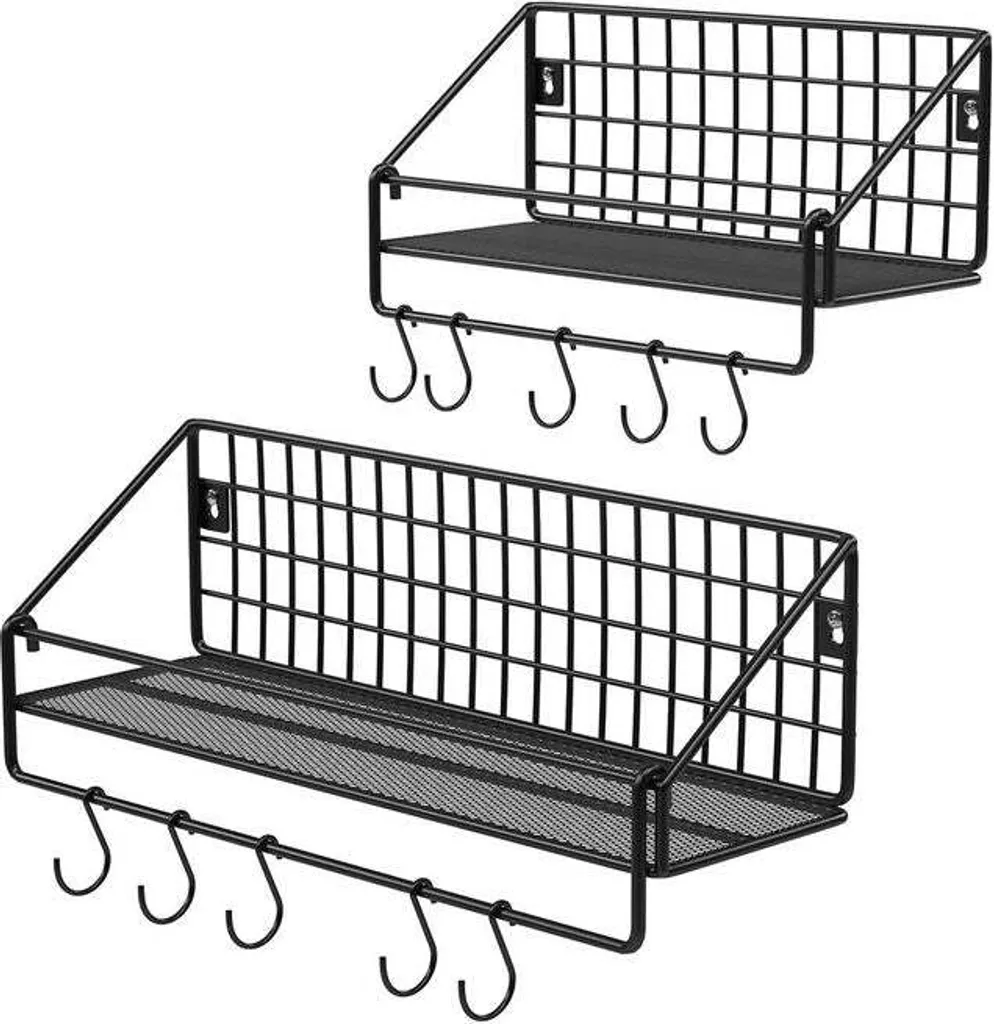 Étagère Murale Décorative en Métal Noir 30cm - Support Design Suspendu