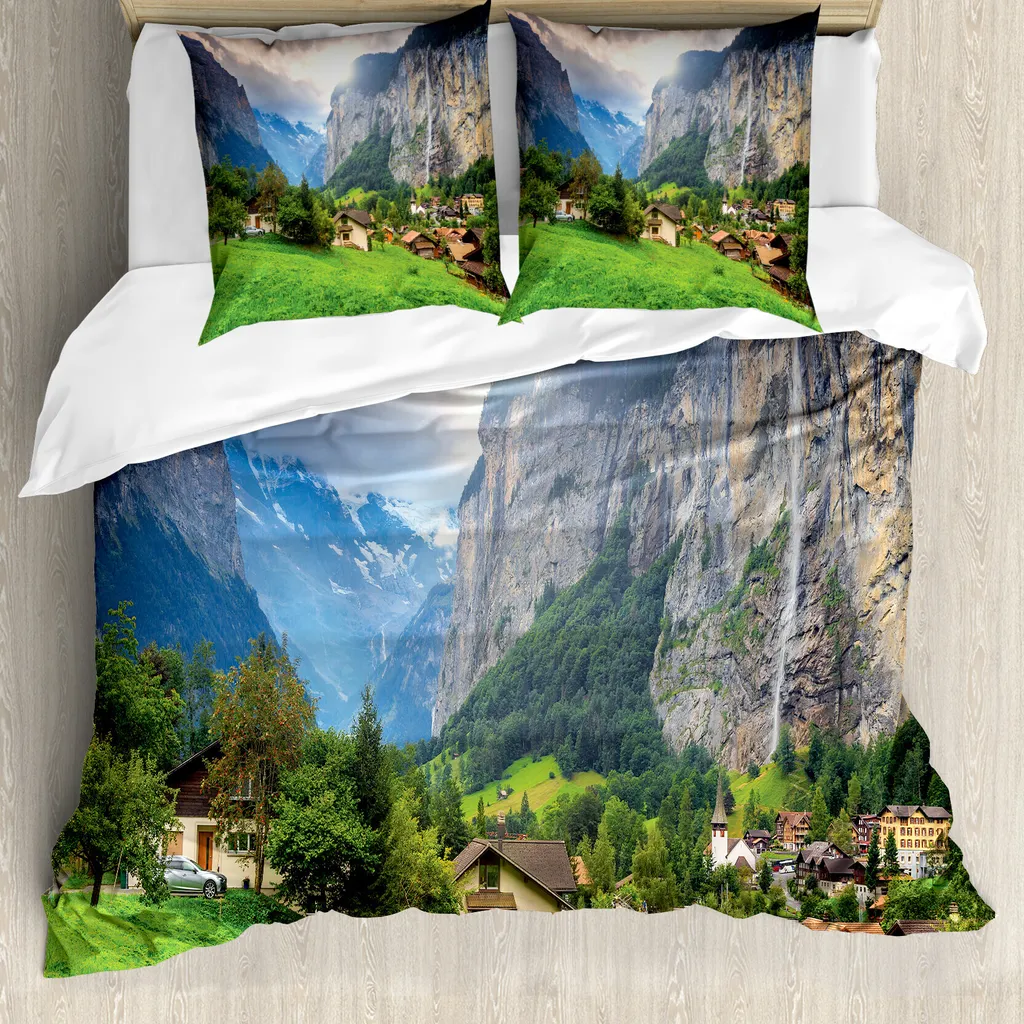 Copripiumino ABAKUHAUS 155x220 Antiacaro Verde Grigio con Federa 80x80