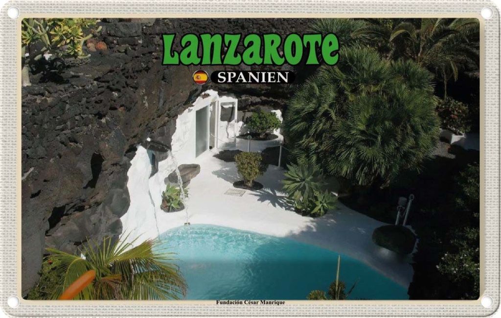 vianmo Blechschild 20x30 cm Lanzarote Spanien Fundacion César Manrique Bildmotiv Reisemotiv Abenteuer Reisen Urlaub