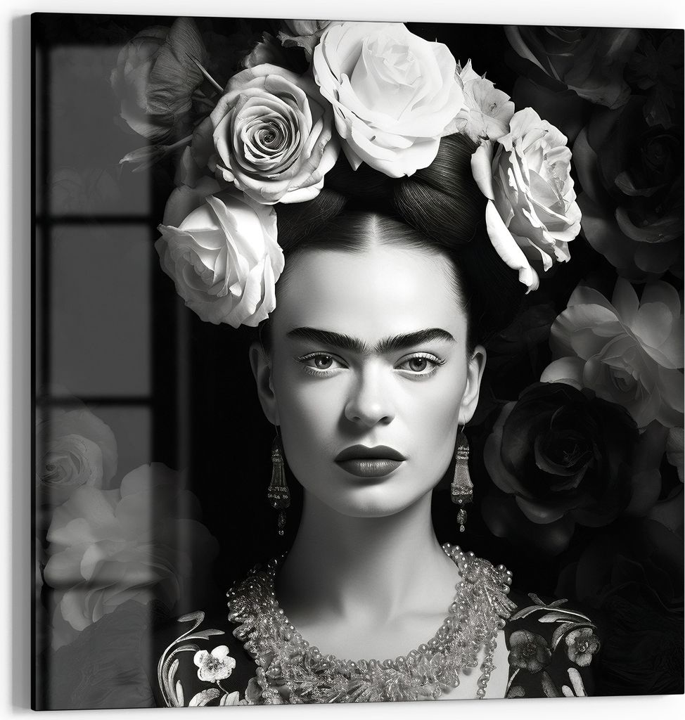 DEQOART Glasbild Echtglas 30x30 cm 'Eleganz in Blüte' Wandbild Bild modern Deko