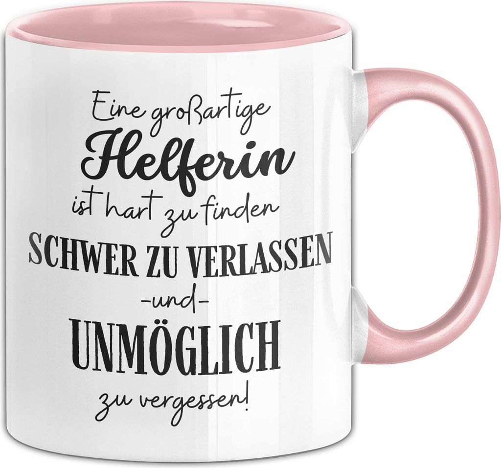 Helferin Abschied Geschenk Tasse Abschiedsgeschenk für Helferin Hart Zu Finden Schwer Zu Verlassen (Rosa)