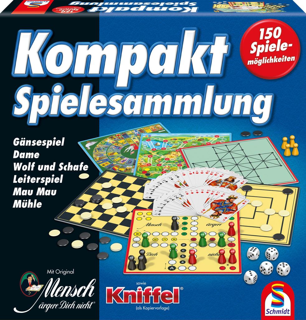 Schmidt Spiele Kompakt-Spielesammlung, Spiele Sammlung, 150 Spielemöglichkeiten, ab 6 Jahren, 49188