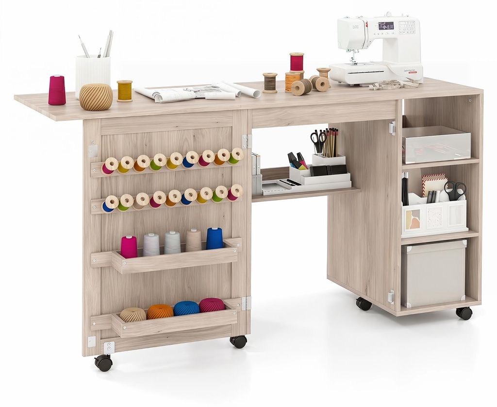COSTWAY 2 v 1 skládací skříňka na šicí stroj s psacím Obrázek produktu 