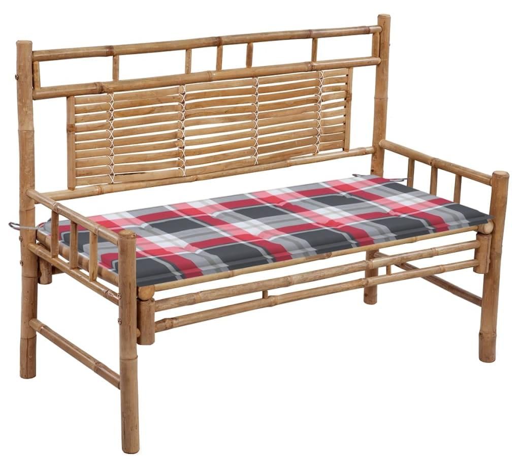 vidaXL Gartenbank mit Auflage 120 cm Bambus