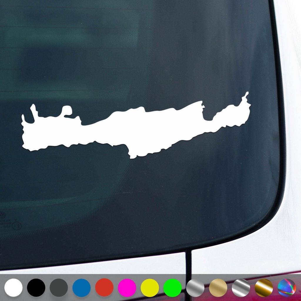 PantherPixel Insel Kreta Aufkleber Umriss Karte Griechenland Sticker Auto Geschenkidee Farbe Weiss