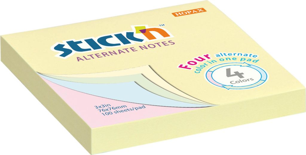 Stick'n by Hopax Alternate Haftnotizen - 76 x 76 mm / Pastellfarben