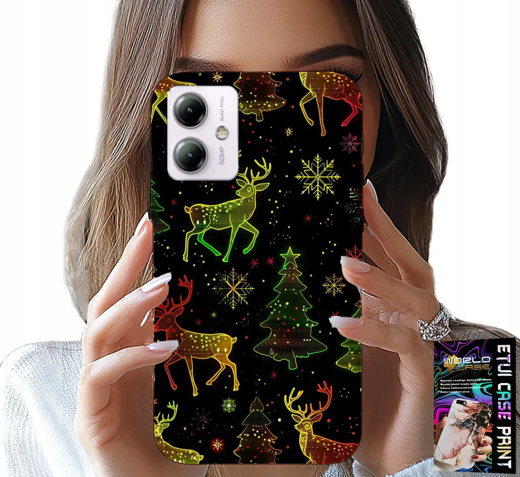 Custodia Luxury Christmas per Motorola G54 5G + Vetro Extra
