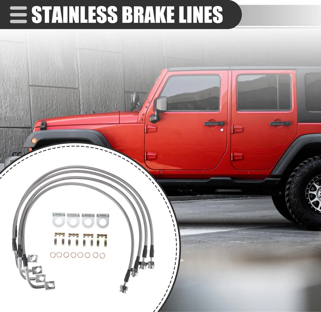 Durites Frein Inox Haute Résistance Jeep Wrangler JK 2007 à 2018 Kit