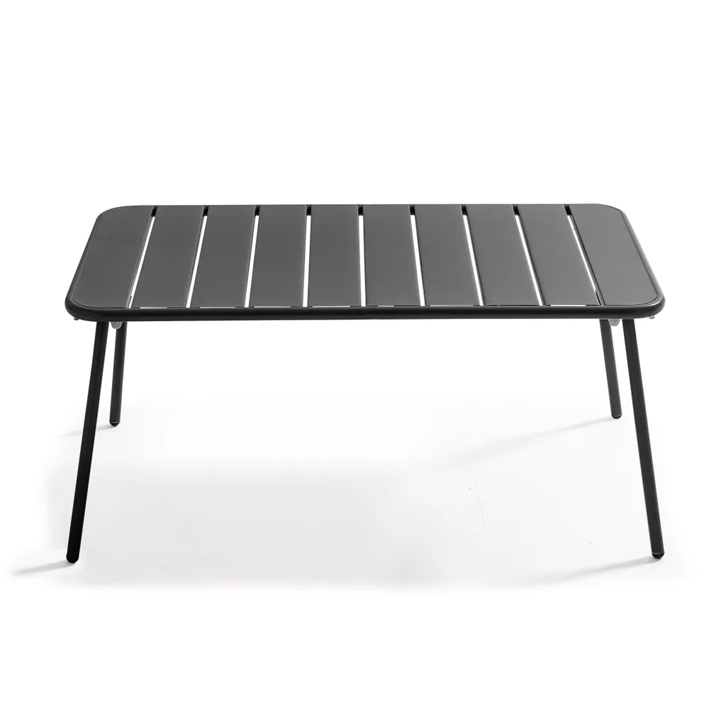 Table basse de jardin rectangulaire en métal gris anthracite Palavas