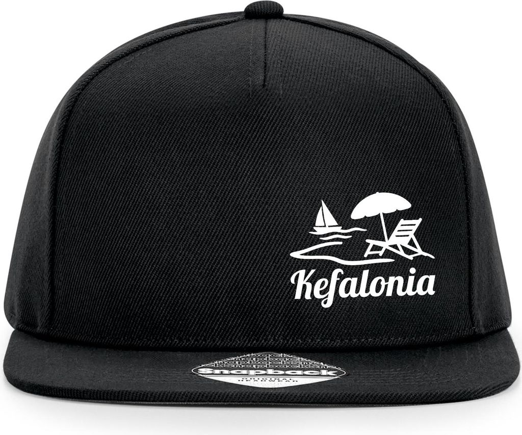Huuraa Cappy Mütze Kefalonia Inselmotiv Griechenland Black Polyester Snapback Kappe Geschenkidee