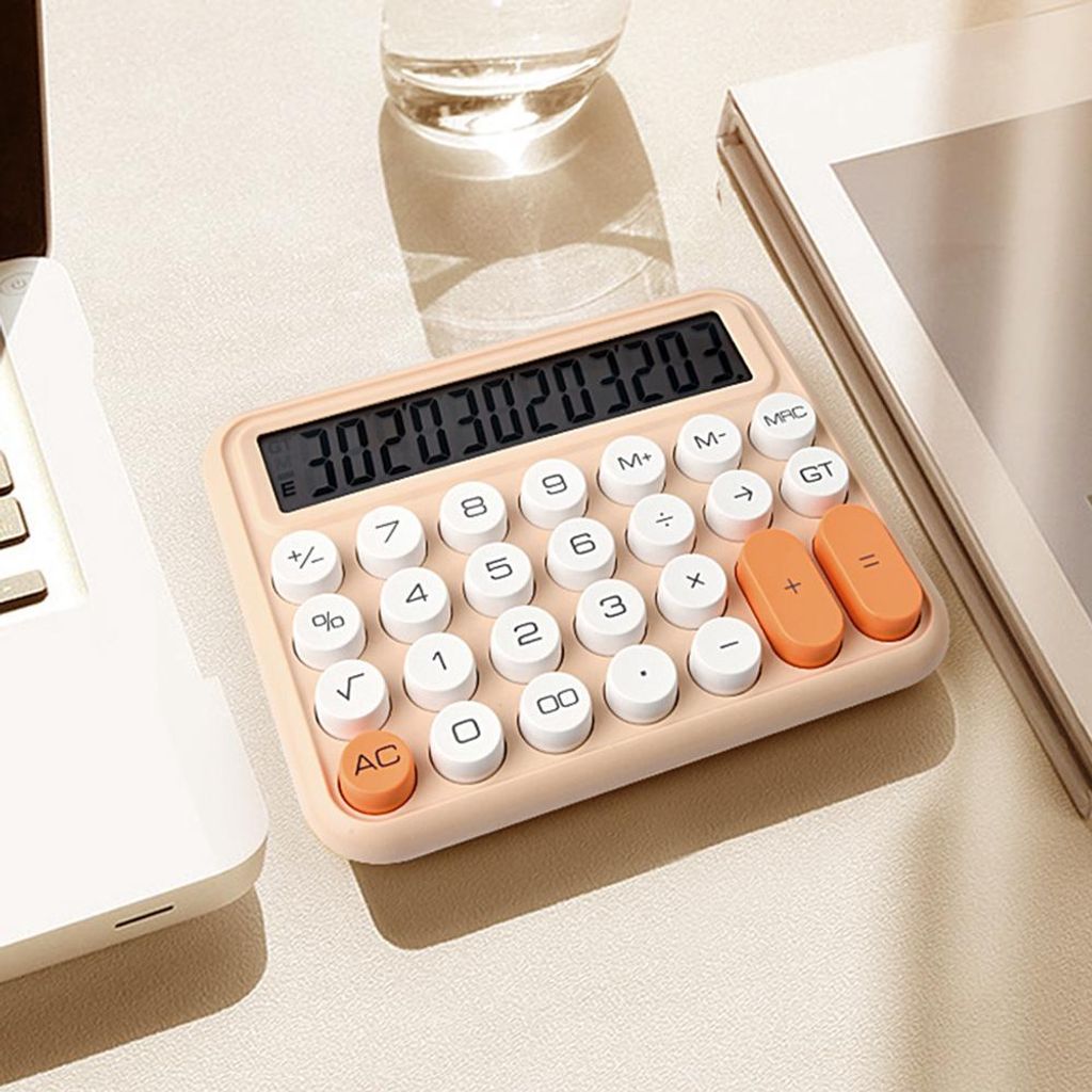 Niedlicher Taschenrechner, 12-stellig, großes LCD-Display, mechanisch, runde Taste, Farbverlauf, Bonbonfarben, batteriebetriebener Taschenrechner,...