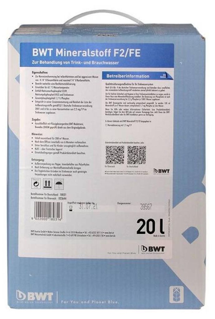 BWT Mineralstoff F2/FE 20 l, Flüssigkeit, 2000 ml Produktbild 