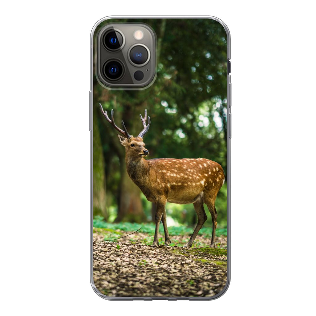 MuchoWow Handyhülle Schutzhülle Hülle für iPhone 13 Pro Rotwild - Wald - Tier Silikon Softcase Handy Hülle - Handy-Tasche