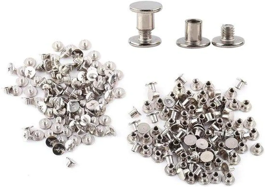 Vis en cuir 5 x 6 mm Chicago - Lot de 100 rivets à vis pour maroquinerie