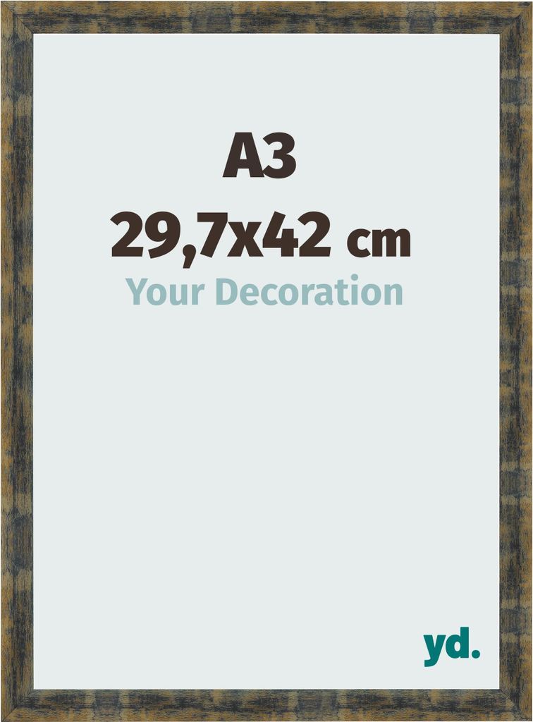 Bilderrahmen, 29.7x42 cm, Blau Gold Meliert, MDF, Pisa