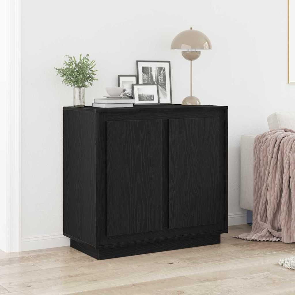 vidaXL Sideboard Schwarz Eichen-Optik 80 x 40 x 75 cm Holzwerkstoff