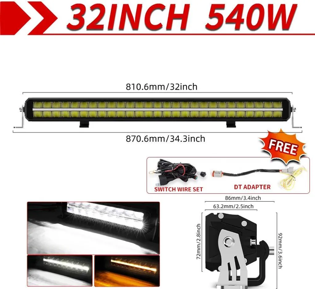 Rampe LED 32 pouces double rangée d'éclairage puissant avec faisceau DT