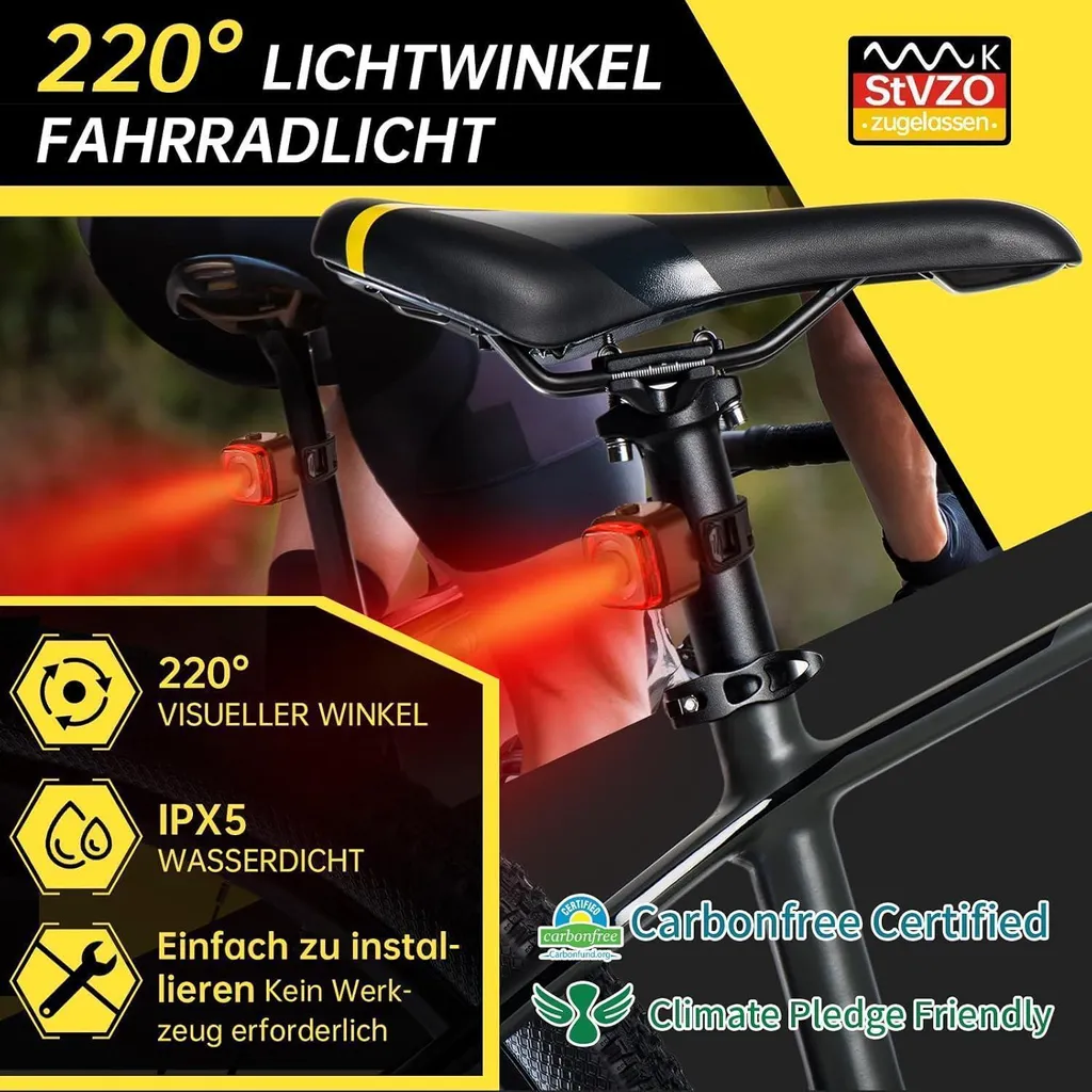 Ensemble lampes vélo LED rechargeables USB et certifiées StVZO sécurité - 3