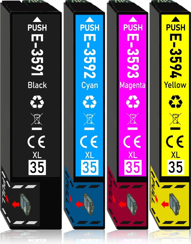 4er Pack Druckerpatronen 35 35XL kompatibel mit Epson WF-4720
