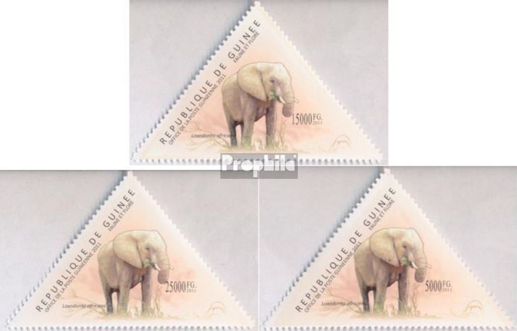 Briefmarken Guinea 2011 Mi 8718-8720 (kompl. Ausgabe) postfrisch Elefanten (Loxodonta africana)
