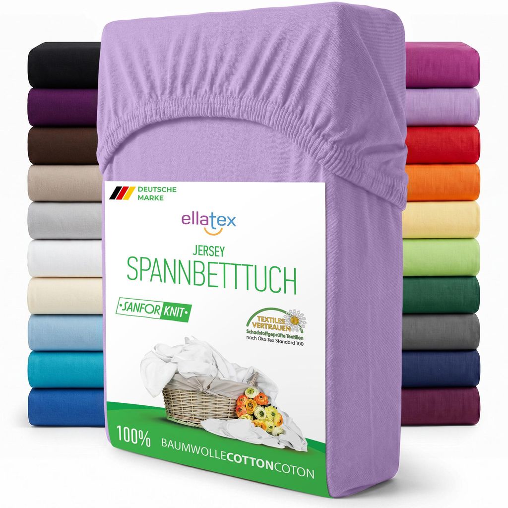 EllaTex Jersey Spannbettlaken 180x200–200x200 Baumwolle – Produktbild 