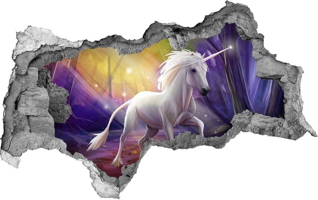 Selbstklebender Loch-3D-Aufkleber 95x73 cm Einhorn