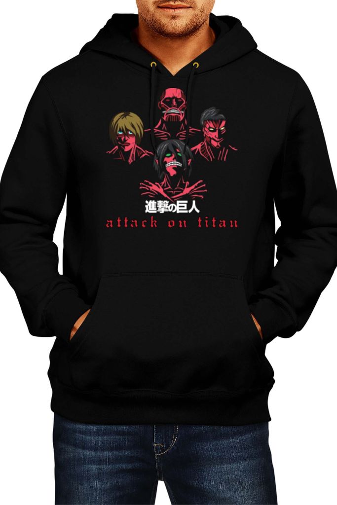 Herren Kapuzenpullover Japan Anime Manga Comics Attack Anime On Titan The Titans, Man 2XL / Schwarz
