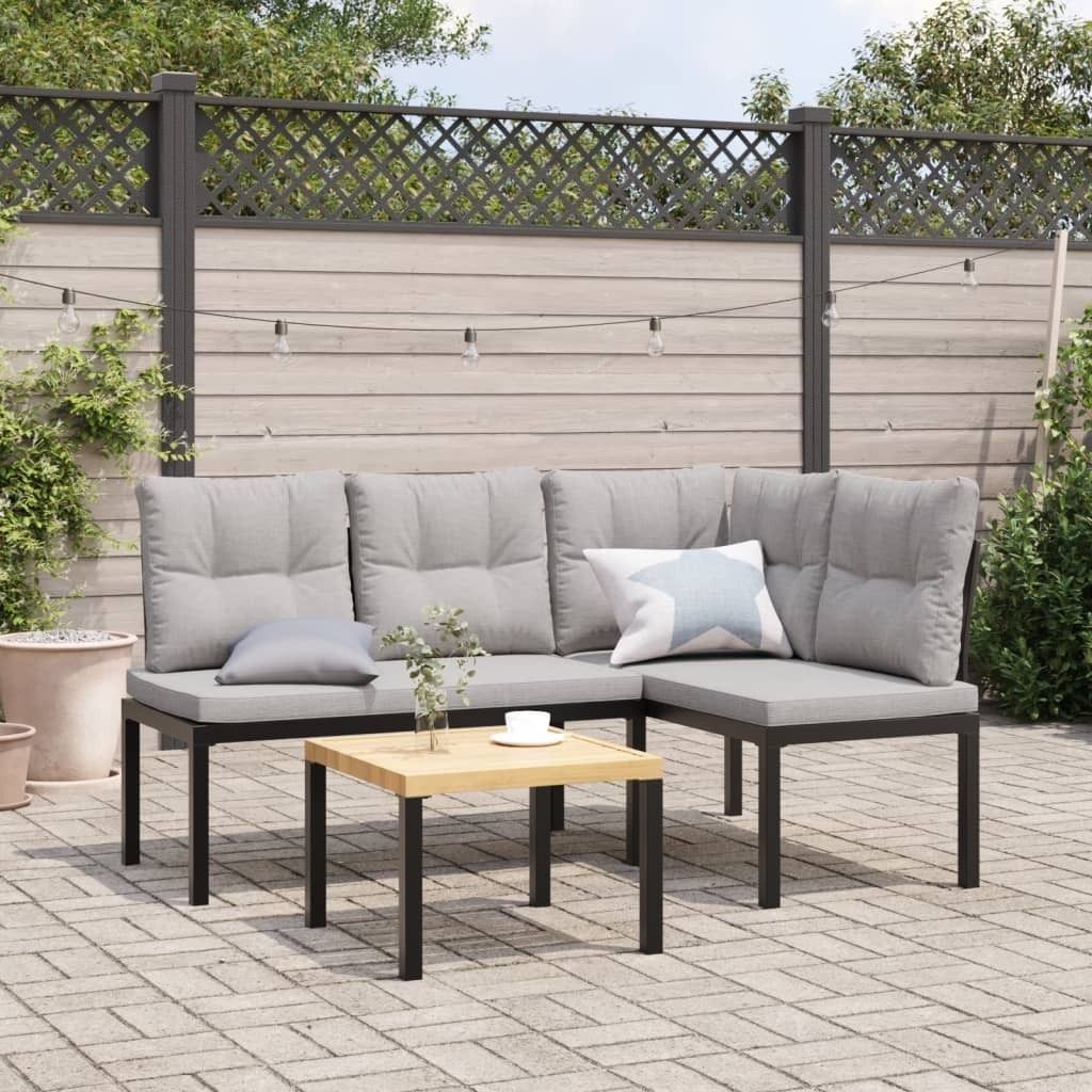 2024 Möbel Gartenbänke mit Kissen 2 Stk. Schwarz Pulverbeschichteter Stahl - Gartenbänke3873972