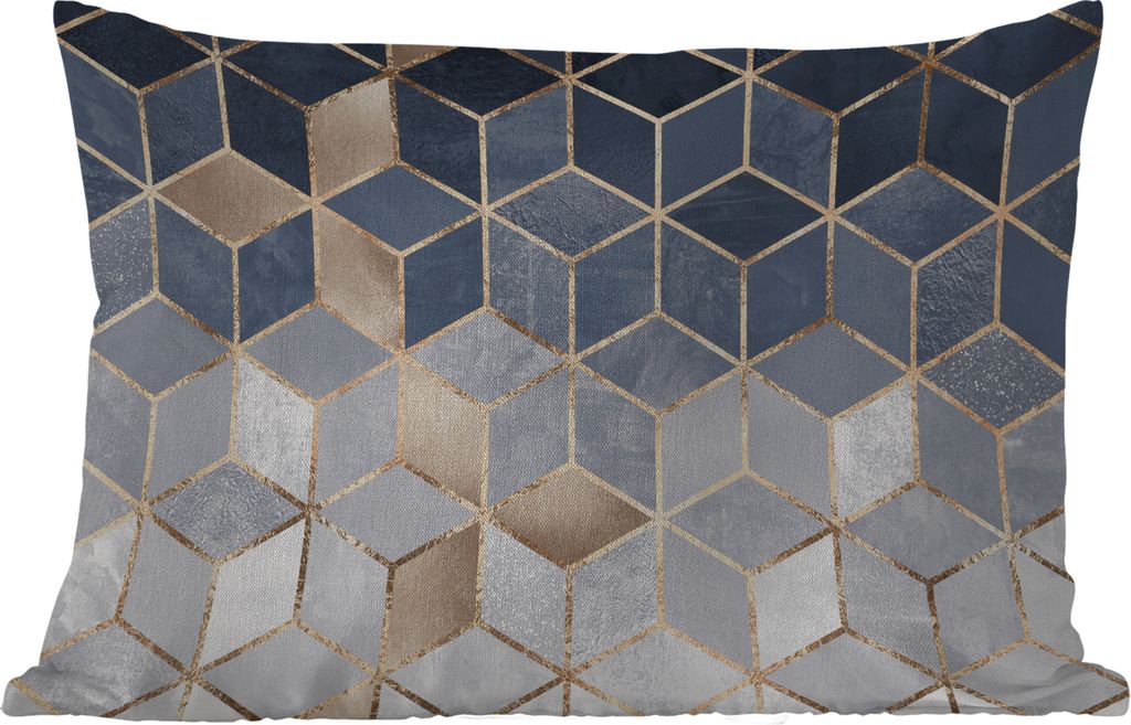 MuchoWow Outdoor Kissen - Würfel - Gold - Muster - 50x30 cm - Wetterfest - Lounge Kissen - Sofa kissen - Wohnzimmer Dekoration