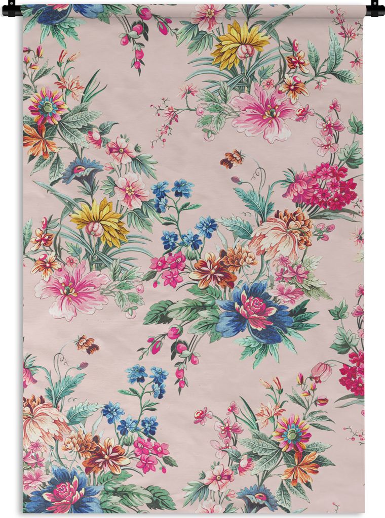 MuchoWow Wandteppich Wandbehang Blumen - Rosa - Pastell 60x90 cm Tapisserie Dekoration Wandtuch - Foto-Teppich - Abwaschbar