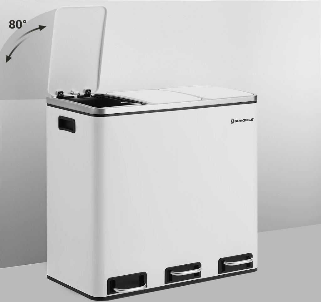 SONGMICS Mülleimer Mülltrennsystem, 3 x 18 L, ergonomisch, Produktbild 10