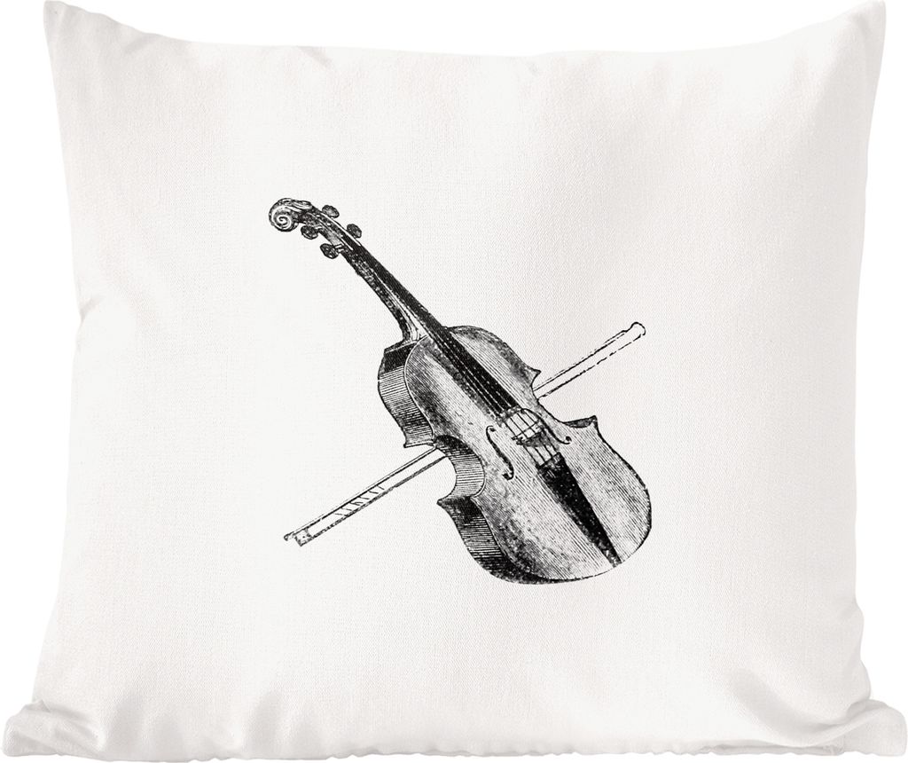 MuchoWow Zierkissen Sofakissen Wohnzimmer Dekokissen 45x45 cm Retro - Geige - Musik - Schlafpolster - Polster für das Sofa